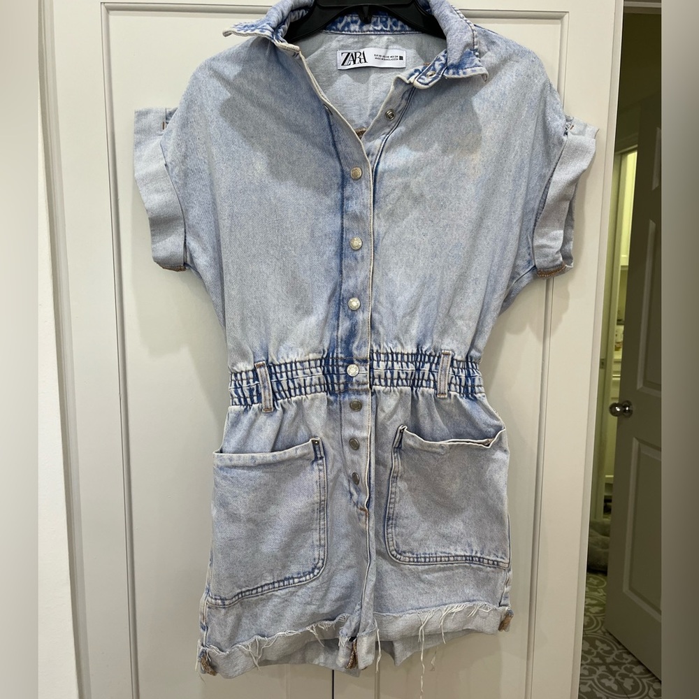 Zara denim one piece romper size XS